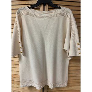 ST JOHN KNIT Sweater Cream L 10 12 BEAUTIFUL!!